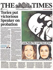 تصویر ندا آقا سلطان در تایمز