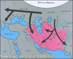 مسیر تقریبی قوم آریایی‌ طبق یکی از نظریه‌ها.jpg