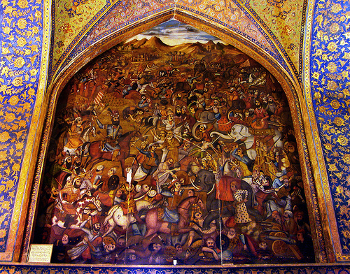 پرونده:تصویری از نادرشاه در جنگ با هندوستان در کاخ چهلستون اصفهان.jpg