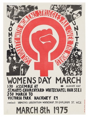 پوستر برای راهپیمایی روز زن- در لندن - ۱۹۷۵