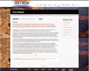 بیانیه مک‌کین بعد از انتقال مجاهدین به آلبانی.JPG